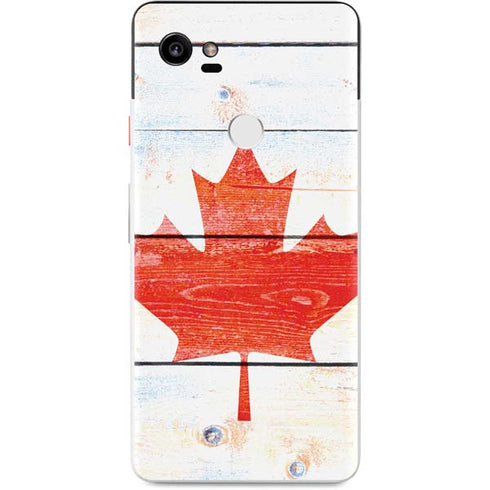 Canada Flag Light Wood Google Pixel 2 XL Skin